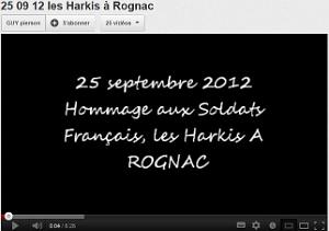 VIDEO 2012 09 25 ROGNAC HOMMAGE AUX HARKIS par G Pierson